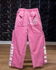 Flared Straight Zip Joggers - Pink