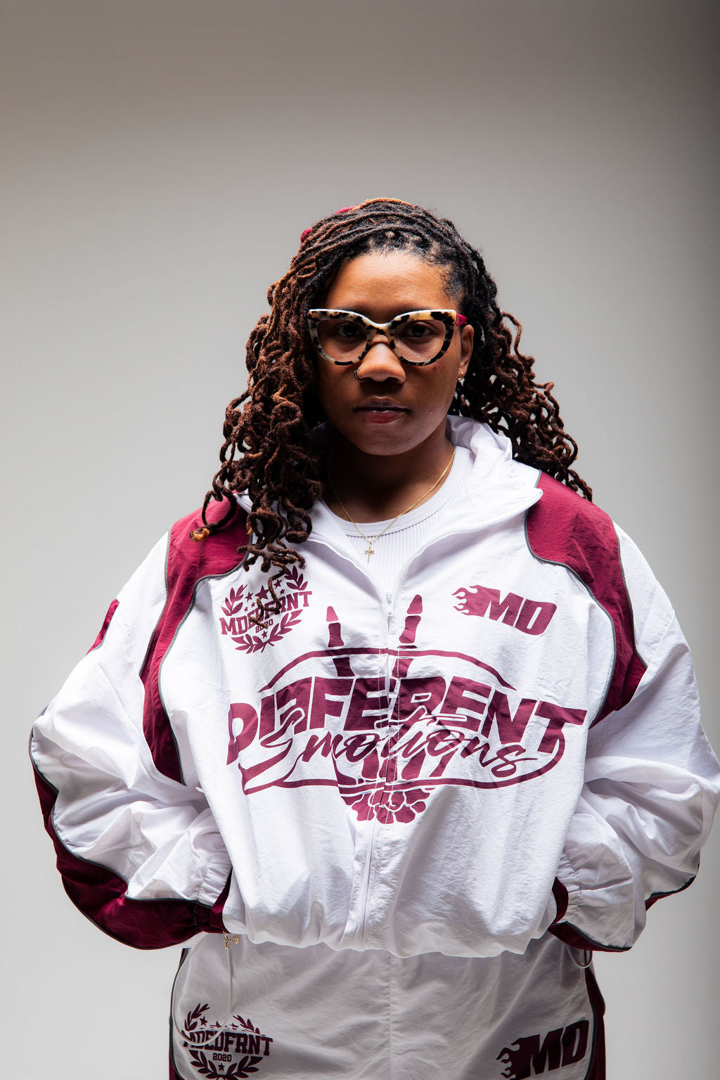 Emotions track jacket (white/crimson)