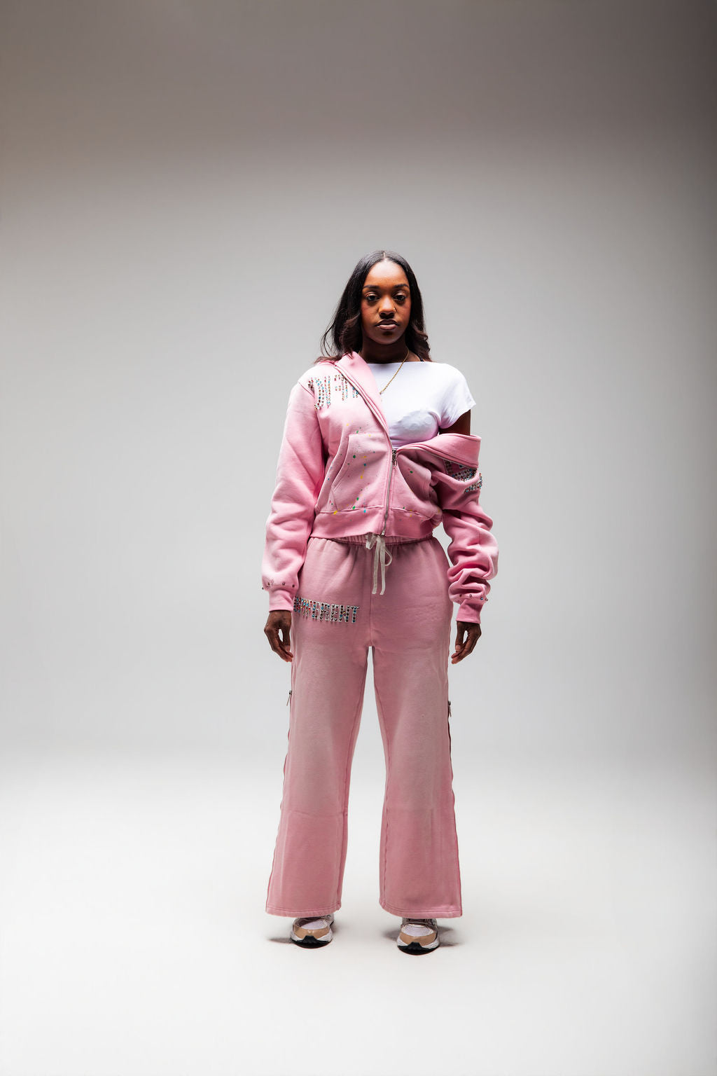 Flared straight sweats (pink)
