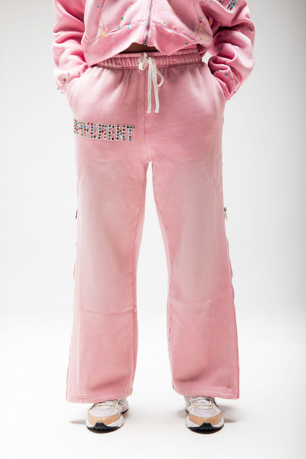 Flared straight sweats (pink)
