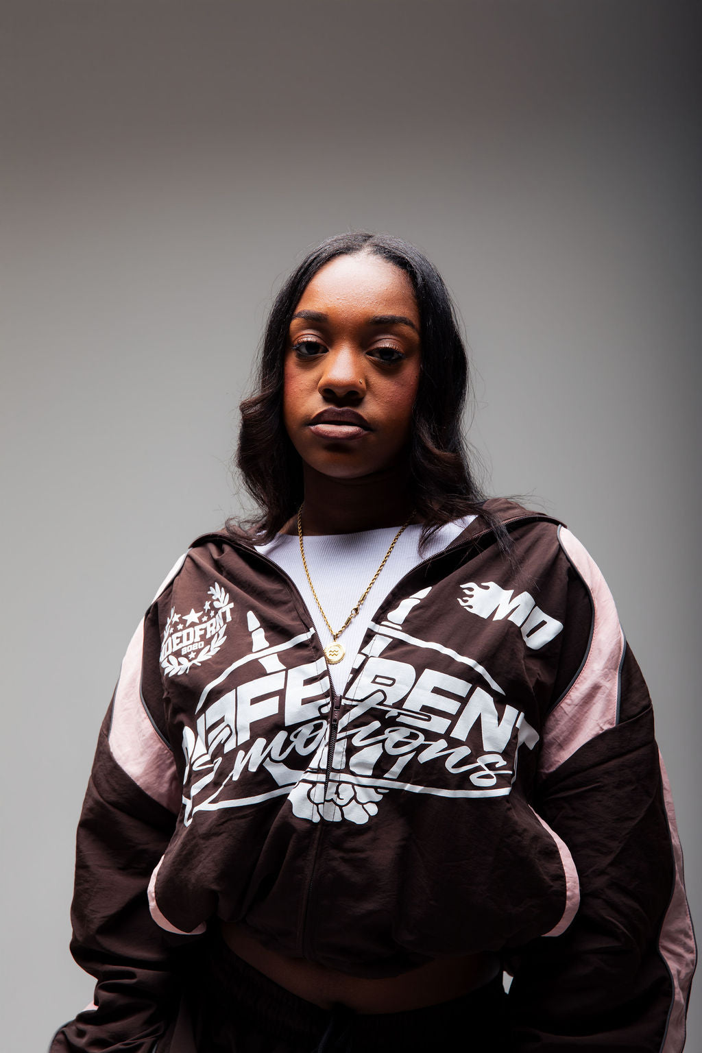 Emotions track jacket (brown/pink)