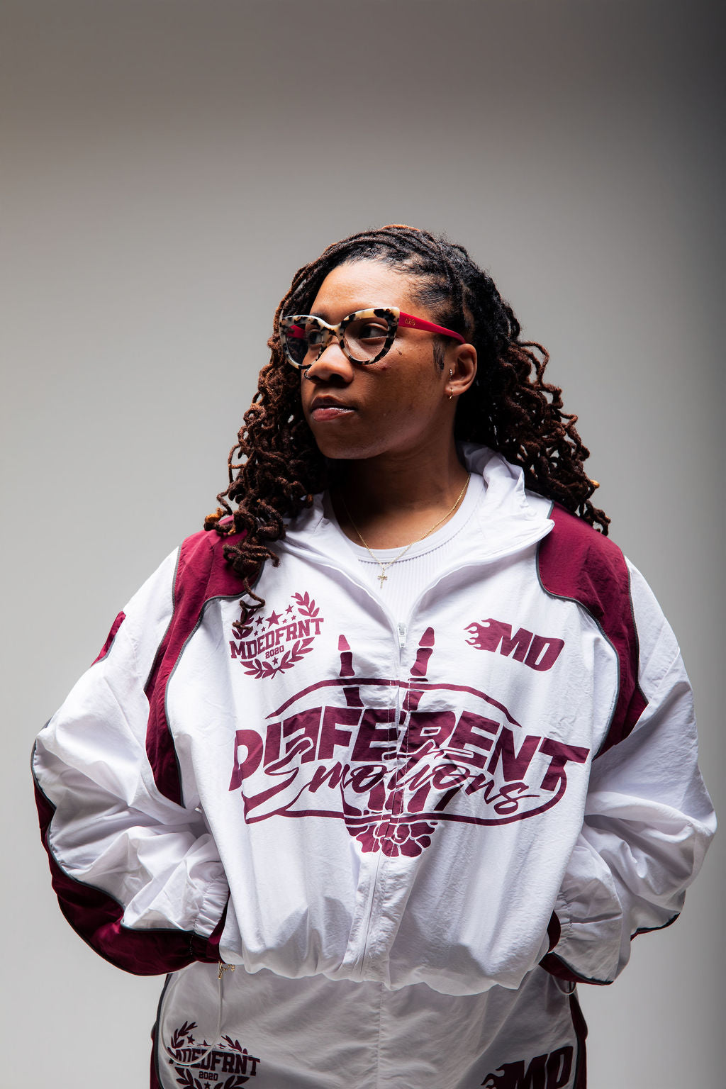 Emotions track jacket (white/crimson)