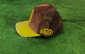 Suede Trucker Hat - Brown/Yellow